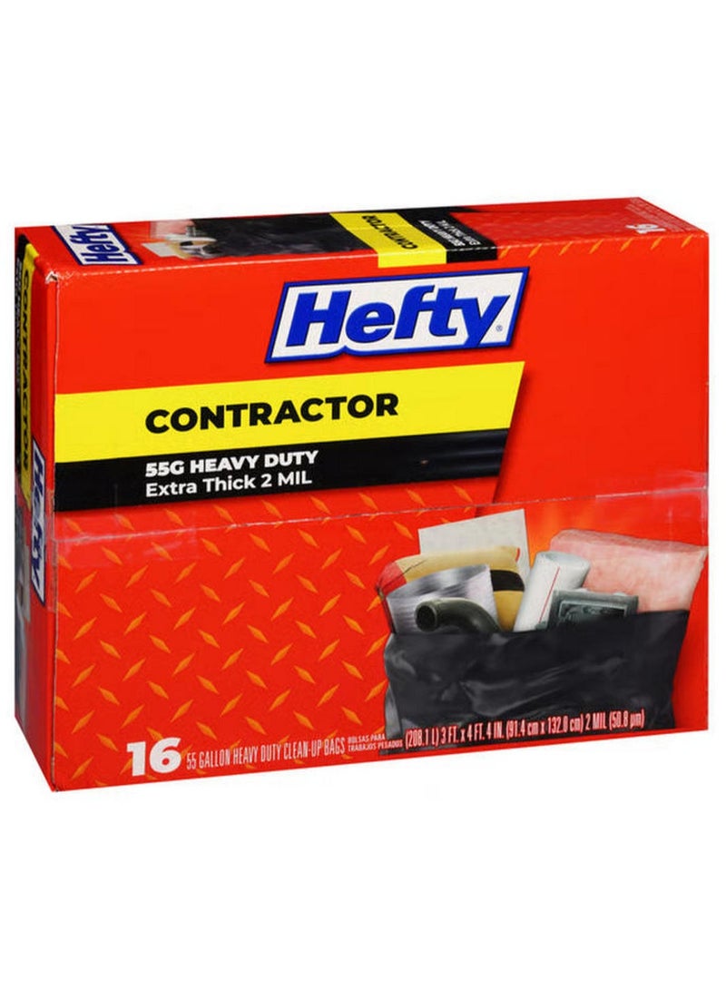 Hefty 55 Gallon Heavy Duty Contractor Clean Up Bags 16 Ct - Image 1