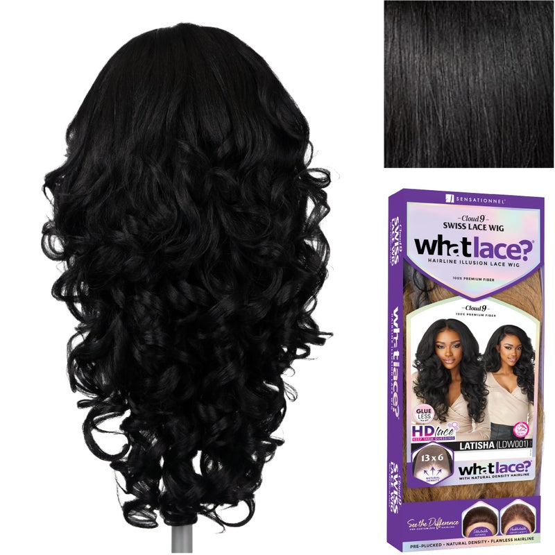 Sensationnel What Lace 13X6 Wigs - Latisha Lacefrontal Hand Tied Glueless Synthetic With Natural Density Preplucked Hairline (Jet Black 1) - Image 2