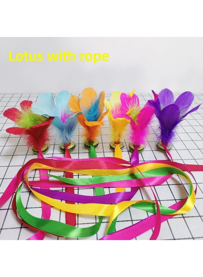 Shuttlecock Children's Primary School Competition Special Kindergarten With Rope Kicking Shuttlecock Chicken Feather Key Adult Fitness Shuttlecock-Color:Pack Of 20: Free Sports Bracelets-Specifications:Lotus Shuttlecock Sling  - Image 2