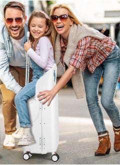 Moovant 20 Inch Kids Carry-On Luggage with Concealed Child Seat, Anti-fall Removable Baby Back, Ride On Travel Suitcase for 2-15 Years Kids Boys Girls, Lockable 4-Spinner Wheels, TSA Approved Lock, PC Material, White  - Image 2
