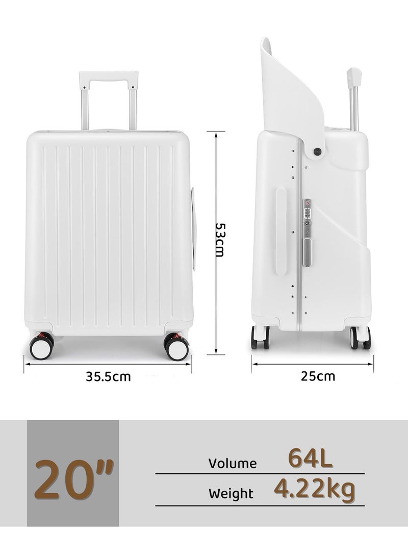 20 Inch Kids Luggage with Concealed Child Seat, Anti-fall Removable Baby Back, Adult Carry-on Boarding Luggage, with TSA Approved Lock, Portable Ride-On Travel Suitcase for 2-15 Years, White - pzsku/Z76D9689CD7D698201E93Z/45/_/1736244951/6748e566-f77a-4b94-adc6-19e6e74c265c