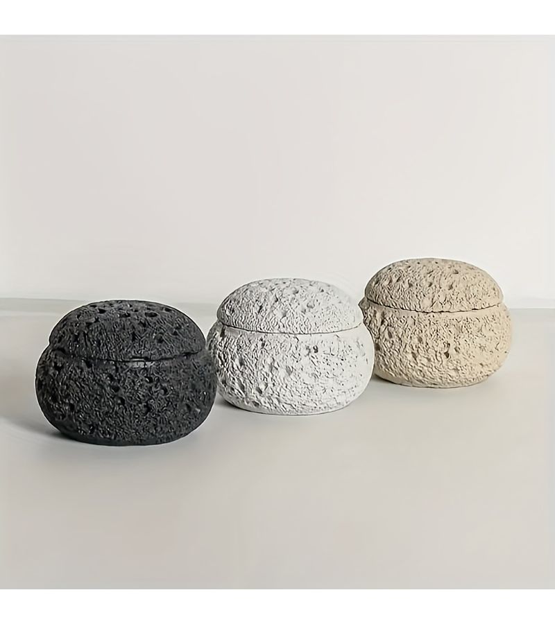 Meteorite Spherical Incense Burner Smoke Free Zen Meditation Decor Black - Image 2