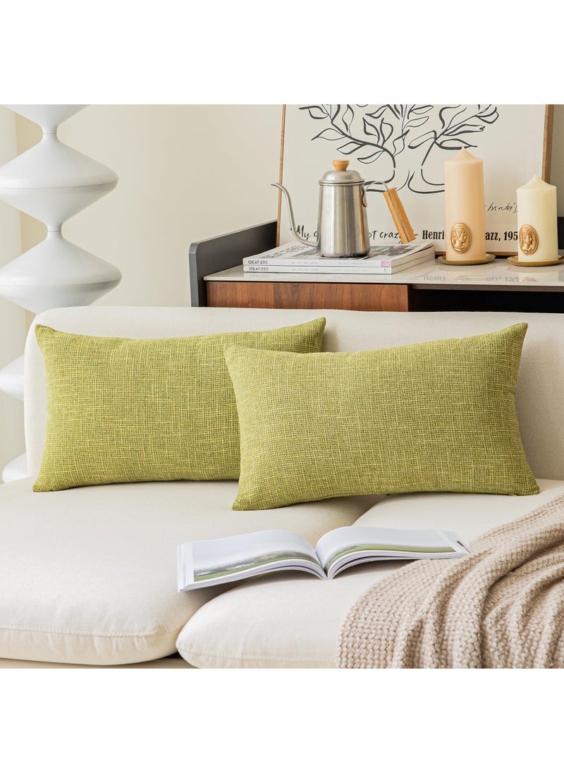 K KEVIN TEXTILE Kevin Textile Pack of 2  Decorative 2 Tone Linen Pillow Covers Cushion Cover for Chair/Sofa/Bed/Car  12 x 20 inches Linden Green  - Image 1