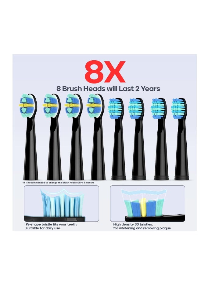 Seago Electric Toothbrush for Adults, with 8 Heads and 5 Modes, Rechargeable Sonic Tooth Brush One Charge for 30 Days, with 2 Mins Timer - Image 4