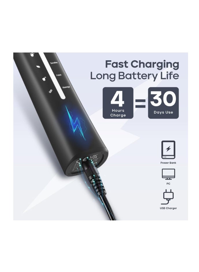 Seago Electric Toothbrush for Adults, with 8 Heads and 5 Modes, Rechargeable Sonic Tooth Brush One Charge for 30 Days, with 2 Mins Timer - Image 5