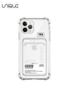 Unique For iPhone 14 Pro Max Phone Case - Doodle Text Phone Case - Phone Case with Card Holder, Card Slot - Ultra Slim Anti-Drop Soft TPU Wallet Phone Case with Bumper - Transparent  - Image 1