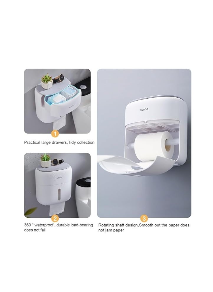 Toilet Roll Holder Without Drilling Required, Toilet Roll Holder and Dispenser for Bathroom / Toilet, Self-Adhesive Toilet Paper Holder with Small Drawer – Waterproof/Dustproof - pzsku/Z76D9A23FC2BB41882C0BZ/45/_/1734606830/c1732f63-2924-468b-a00c-7c1cbdcd041d