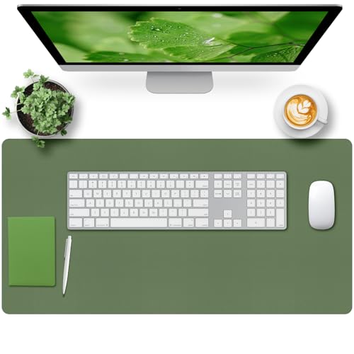 Bloss Green Desk Mat, Desk Matt for Desktop, Large Leather Desk Pad, Desk Pad Mat Waterproof, Computer Mat for Office/Home/Decor/Desk Protector(31.5 x 15.7 Inches) - Image 1