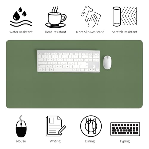 Bloss Green Desk Mat, Desk Matt for Desktop, Large Leather Desk Pad, Desk Pad Mat Waterproof, Computer Mat for Office/Home/Decor/Desk Protector(31.5 x 15.7 Inches) - Image 4