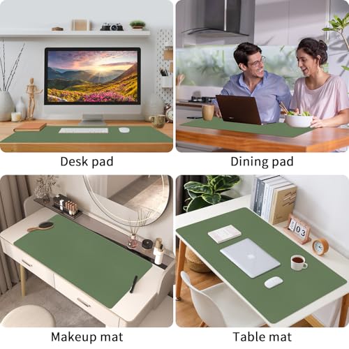 Bloss Green Desk Mat, Desk Matt for Desktop, Large Leather Desk Pad, Desk Pad Mat Waterproof, Computer Mat for Office/Home/Decor/Desk Protector(31.5 x 15.7 Inches) - Image 3