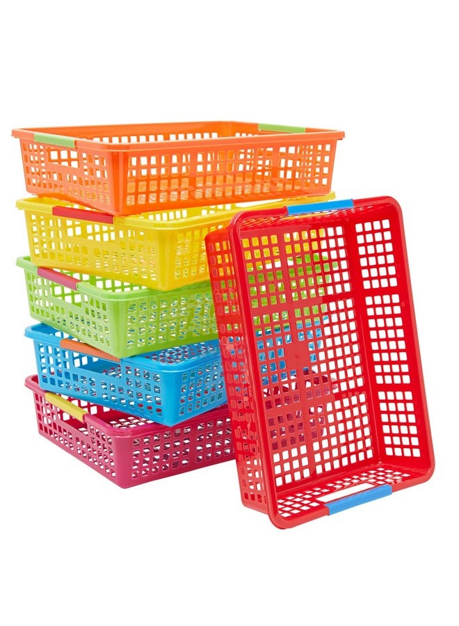 Bright Creations 6 Pack Plastic Turn In Paper Trays for Classroom, Colorful Storage Bin Basket Organizers for School Supplies, 6 Colors (10 x 13.5 In) - Image 1