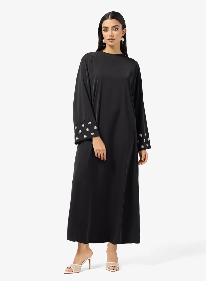 Khizana  Abaya With Embroidered Sleeves for Women | Best Price UAE