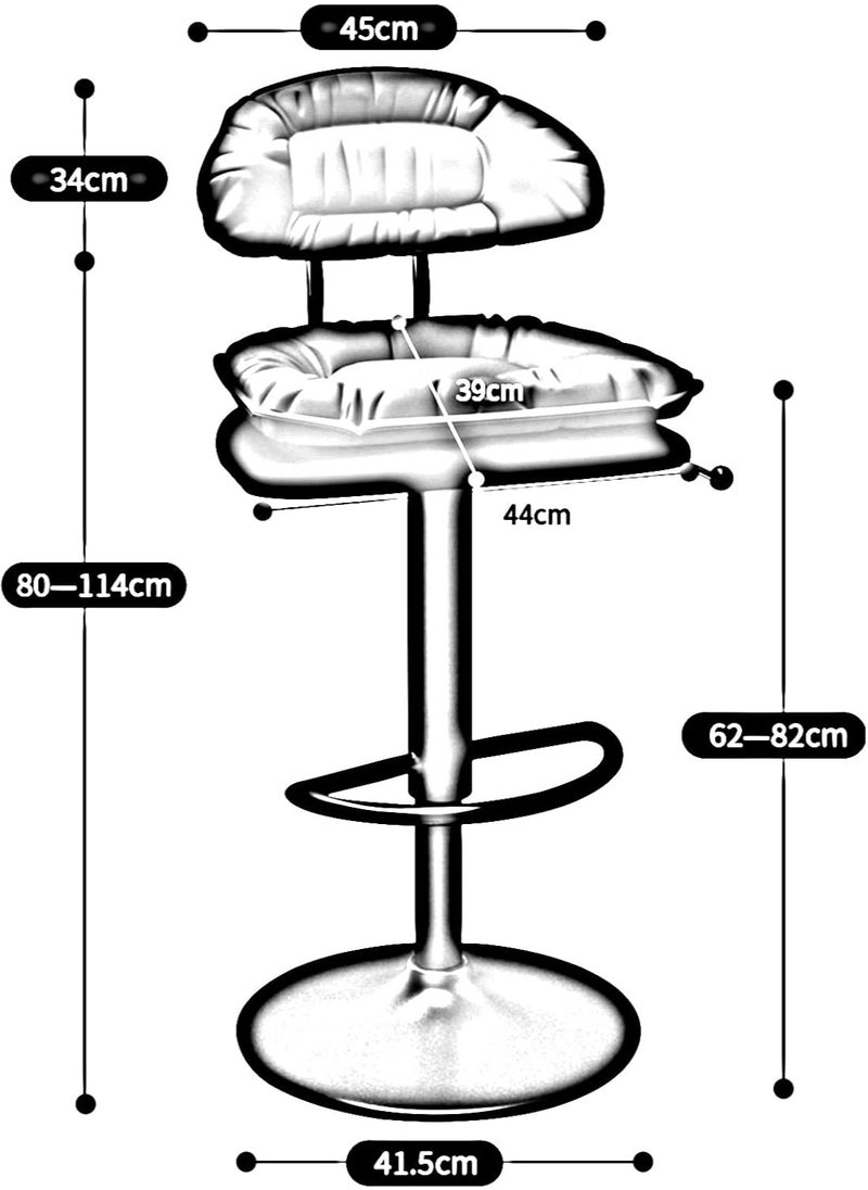 Generic - 360° Swivel Bar Stools with Back & Footrest,Adjustable Height Bar Chair Ergonomic Counter Stool,Soft Comfy Barstools Armless Dining Chair for Kitchen Island Breakfast Dining Room Cafe - Image 1