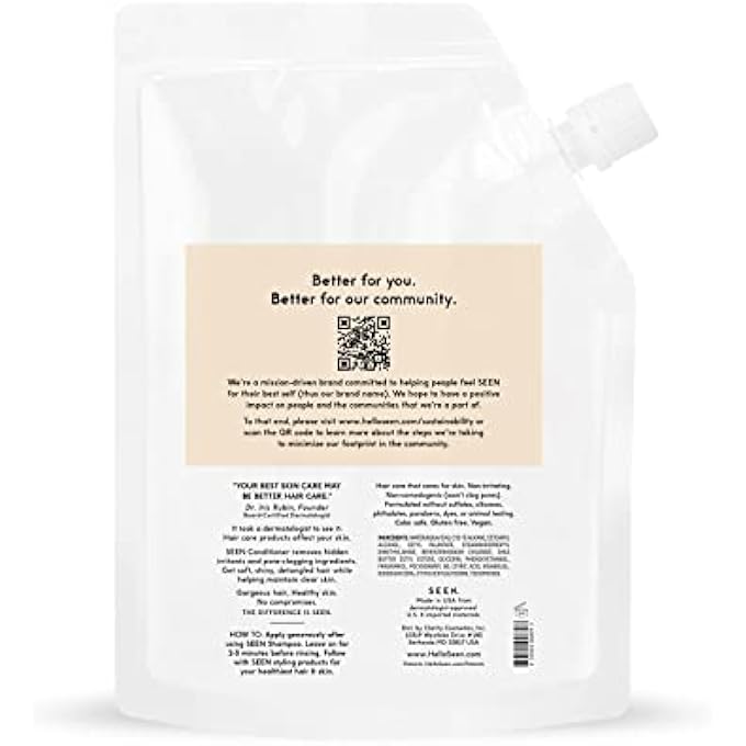 Seen CONDITIONER ECO-REFILL - SCENTED- NON-COMEDOGENIC & SULFATE-FREE HAIR CONDITIONER- DERMATOLOGIST-DEVELOPED -SAFE FOR SENSITIVE & ACNE PRONE SKIN - Image 3