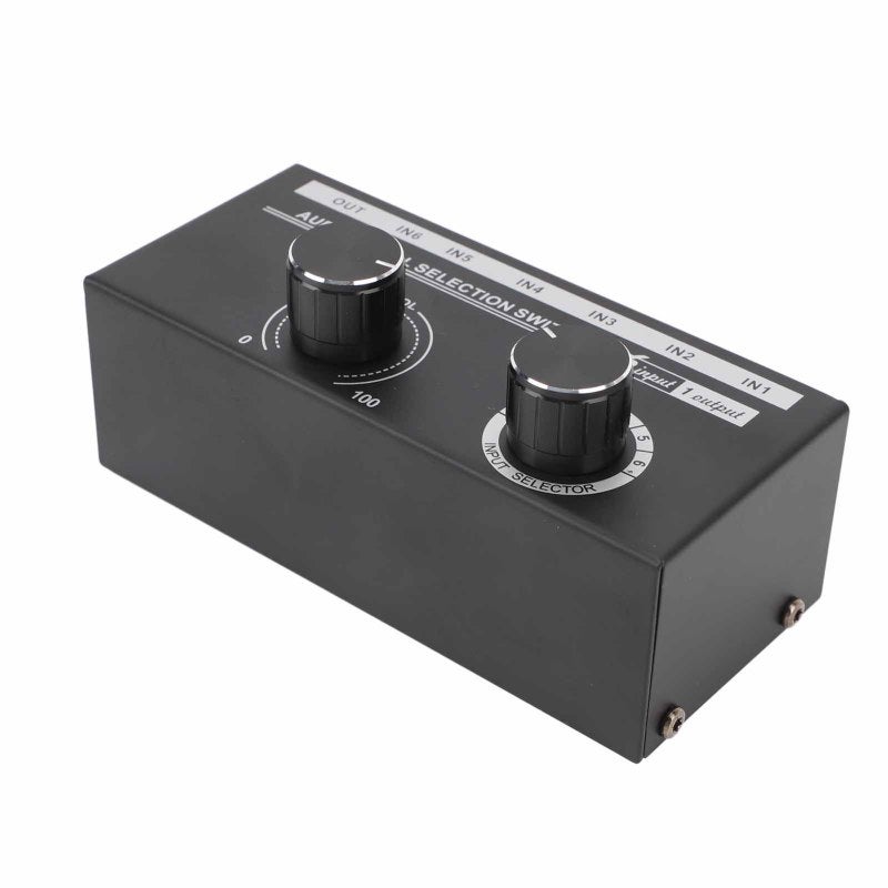 20-20KHz Frequency Response Audio Switcher 6 Inputs 1 Output Stereo Selector Switch with Volume Adjustment - Metal Shell for Home Audio Device Connection - Image 4