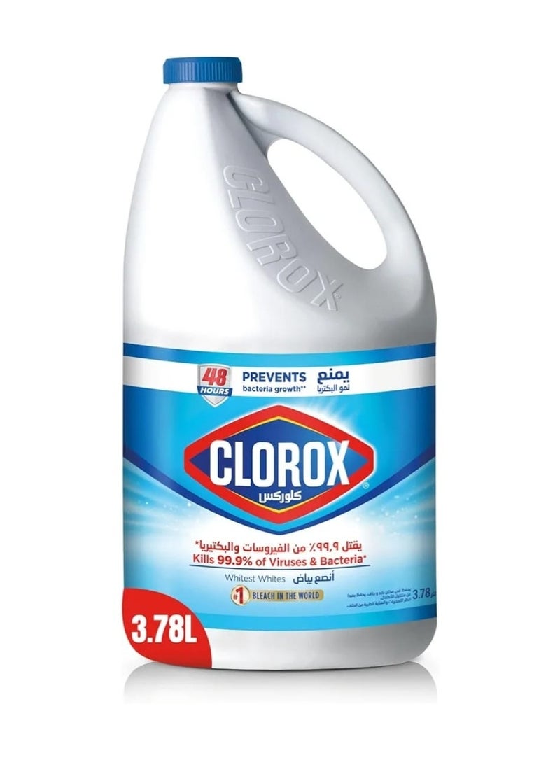 Clorox Liquid Bleach 3.78 L Kills 99.9% of Viruses and Bacteria, Inhibits Bacteria Growth for 48 Hours, Removes Stains 