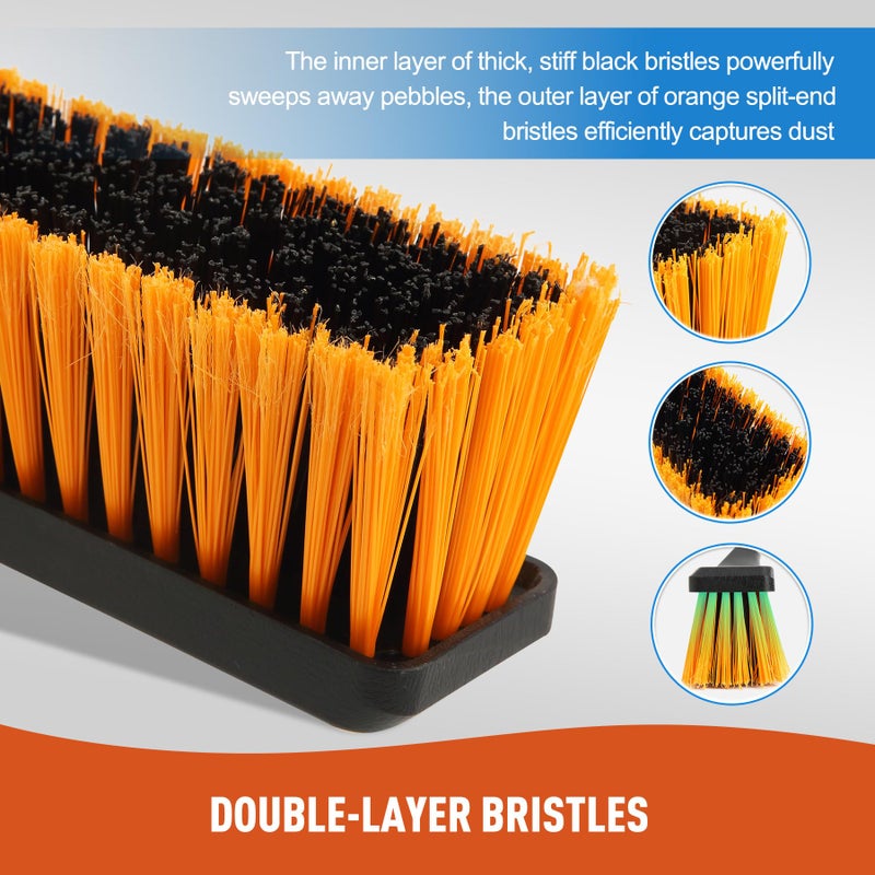 CLEANHOME 24â€Push Broom Brush for Floor Cleaning with 65â€ Long Handle and Stiff Bristles, Heavy Duty Brush for Shop, Deck, Garage, Concrete,Indoor and Outdoor Broom,Orange - Image 2