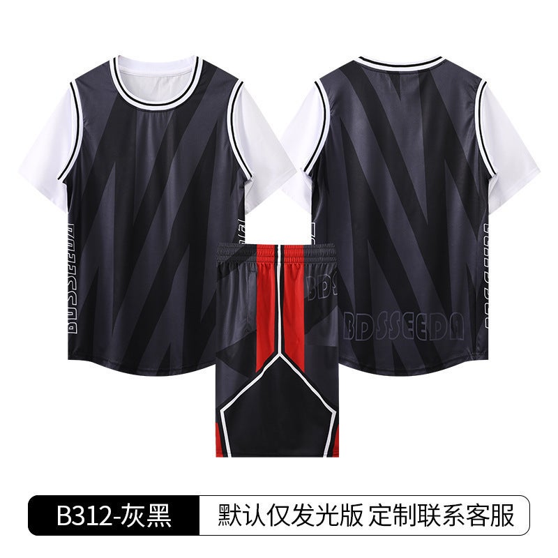 Children'S Men'S Indoor Training Basketball Uniform Suit Outdoor Sports Women'S Jersey Adult Factory Black - Image 1