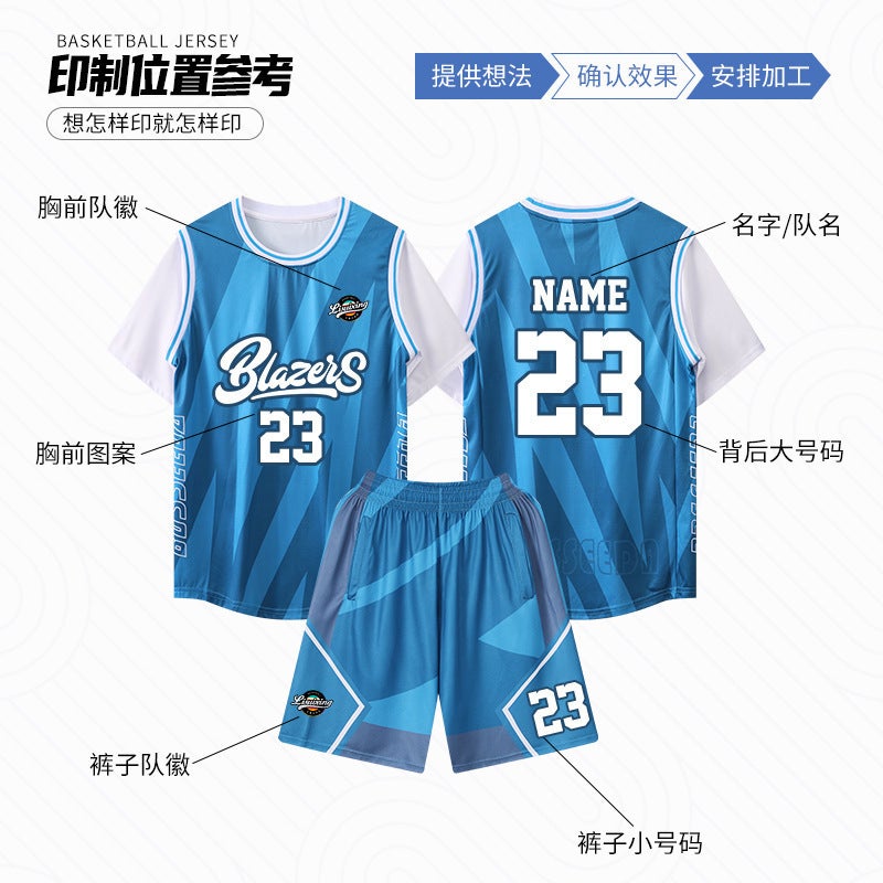 Children'S Men'S Indoor Training Basketball Uniform Suit Outdoor Sports Women'S Jersey Adult Factory Black - Image 3