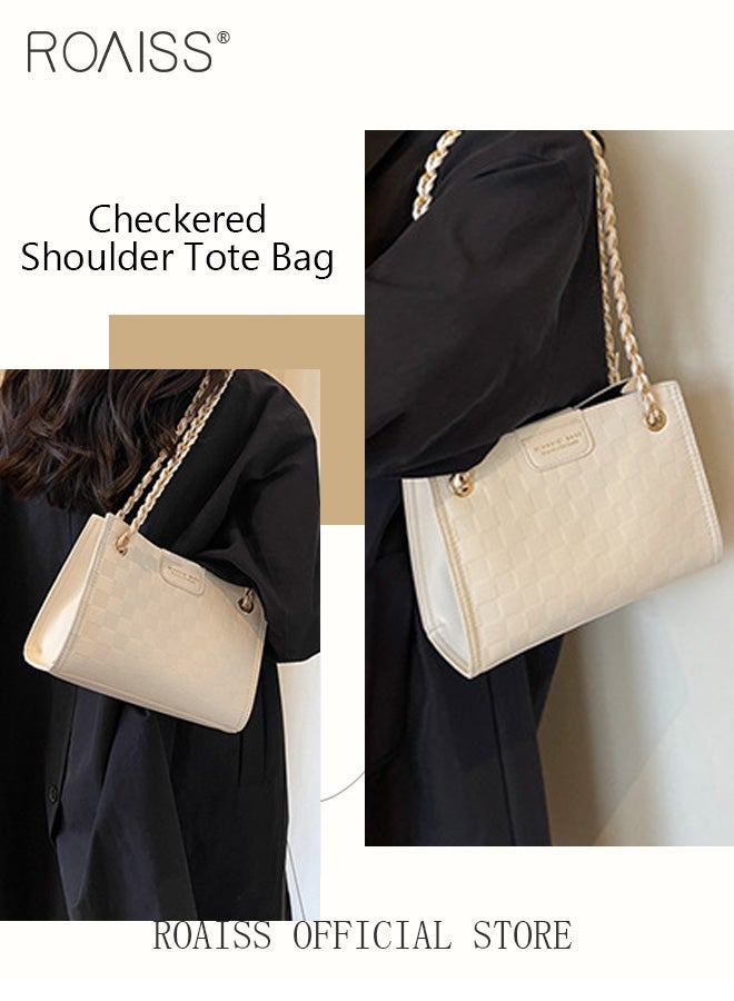 roaiss Women Grid Pattern Shoulder Bag Versatile Crossbody Bag with Fashionable and High Quality Design Minimalist Tote Bag for Everyday Use - Image 4