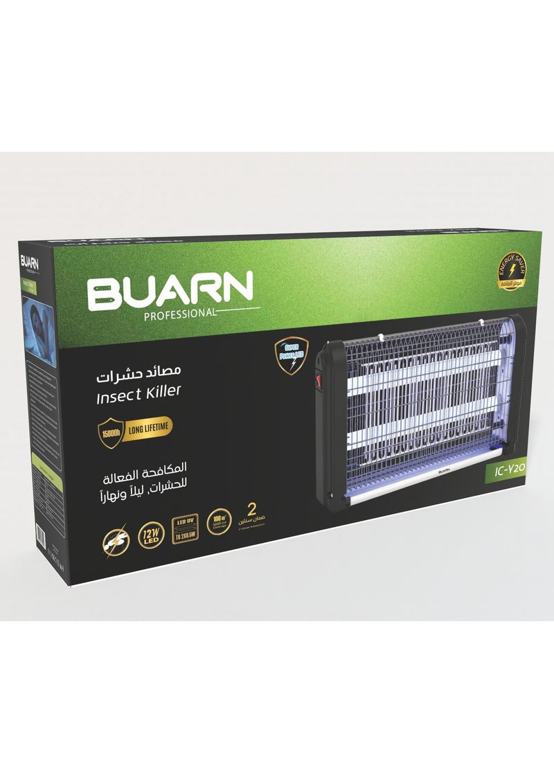 BUARN PROFESSIONAL - BUARN PROFESSIONAL 12W Pro LED Insect Zapper IC-Y20 – Effective 100m² Coverage for Pest-Free Spaces - Image 1