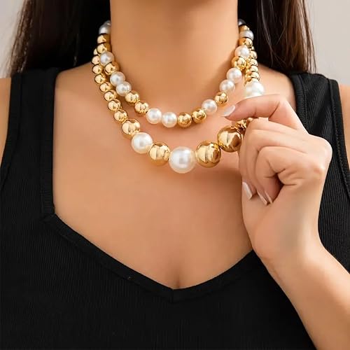 INDIKONB Gold and Off-White Moti Pearl Beads Jewelry Making Materials Set - Beads for Jewellery Making, Earring Making, DIY Art and Craft (Off White + Gold) - Image 2