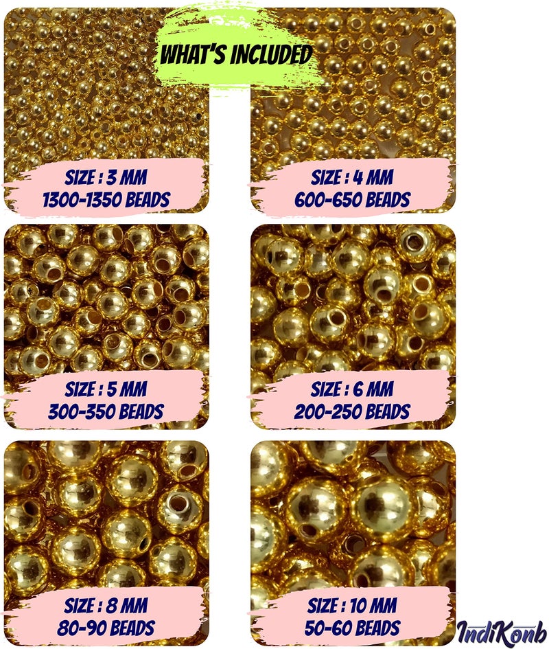 INDIKONB Gold and Off-White Moti Pearl Beads Jewelry Making Materials Set - Beads for Jewellery Making, Earring Making, DIY Art and Craft (Off White + Gold) - Image 5
