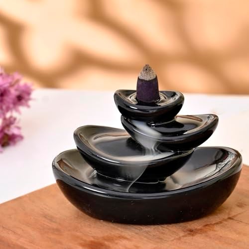 Craftam Ceramic Backflow Smoke Fountain Incense Holder with 20 Cones – Smoke Waterfall Burner for Home Decor, Meditation, Relaxation & Gifts - Image 1