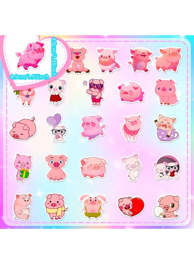 NIBEMINENT 50 Pcs Cartoon Pink Pig Deco Kit Waterproof Stickers, High Definition Printing Bright Colors, Suitable for Laptop Skateboard Luggage Water Bottle Guitar DIY - Image 3