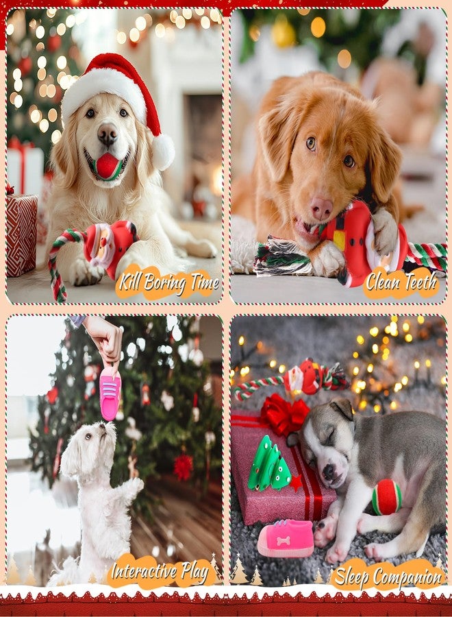 Auliand Christmas Stocking Dog Toys, 5Pcs Xmas Dog Toys Set with Santa Rope Toy, Squeaky Dogs Toy, Tennis Ball, Pet Supplies for Interactive Small & Medium Dogs Christmas Decorations - Image 4