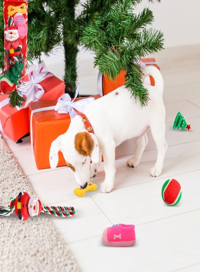 Auliand Christmas Stocking Dog Toys, 5Pcs Xmas Dog Toys Set with Santa Rope Toy, Squeaky Dogs Toy, Tennis Ball, Pet Supplies for Interactive Small & Medium Dogs Christmas Decorations - Image 3