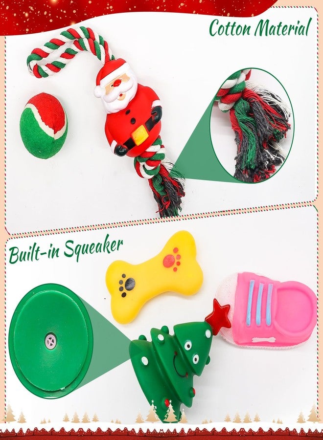 Auliand Christmas Stocking Dog Toys, 5Pcs Xmas Dog Toys Set with Santa Rope Toy, Squeaky Dogs Toy, Tennis Ball, Pet Supplies for Interactive Small & Medium Dogs Christmas Decorations - Image 5
