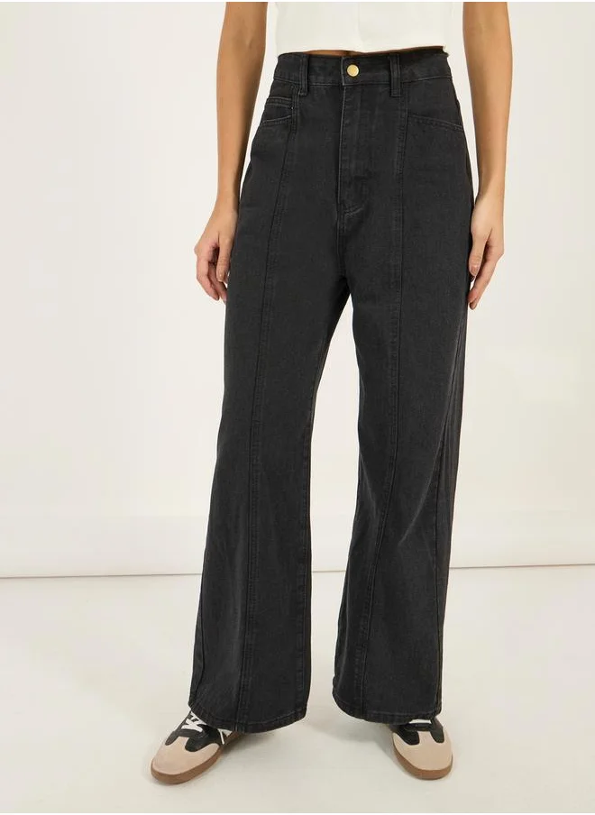 Styli Wide Leg High Rise Stretchable Jeans