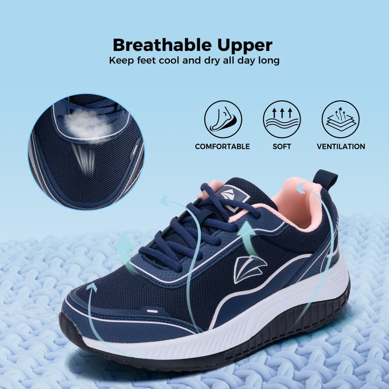 Autper Womens Arch Support Walking Shoes Plantar Fasciitis Orthotic Tennis Sneakers Comfortable Gym Sports Workout Shoe BluePink Size 9 - Image 5