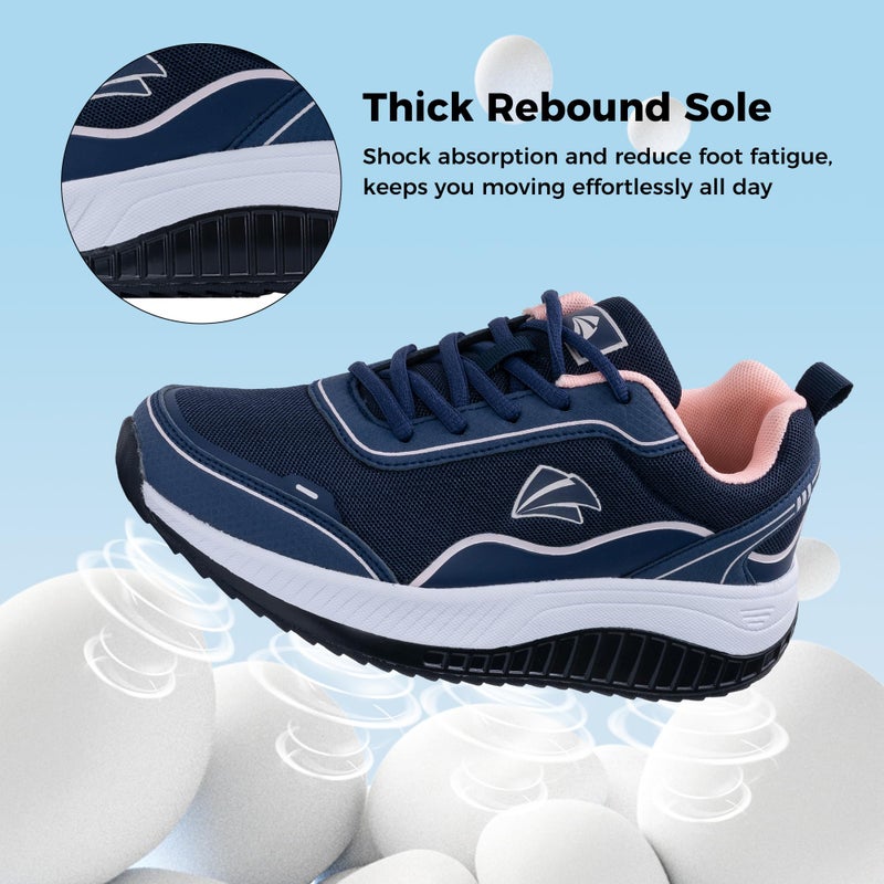 Autper Womens Arch Support Walking Shoes Plantar Fasciitis Orthotic Tennis Sneakers Comfortable Gym Sports Workout Shoe BluePink Size 9 - Image 3