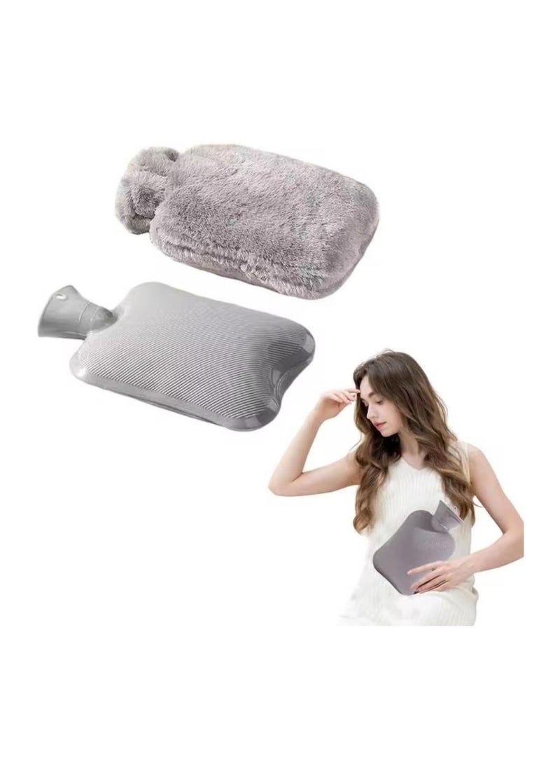 RATSAW 1000ML Hot Water Bottle with Soft Cover Leakproof Hot Water Bag Long Plush Warm Hand Pouch Reusable Hot Water Pouch for Women and Girl Portable Hot Water Bag for Office Home Bed  - Image 1