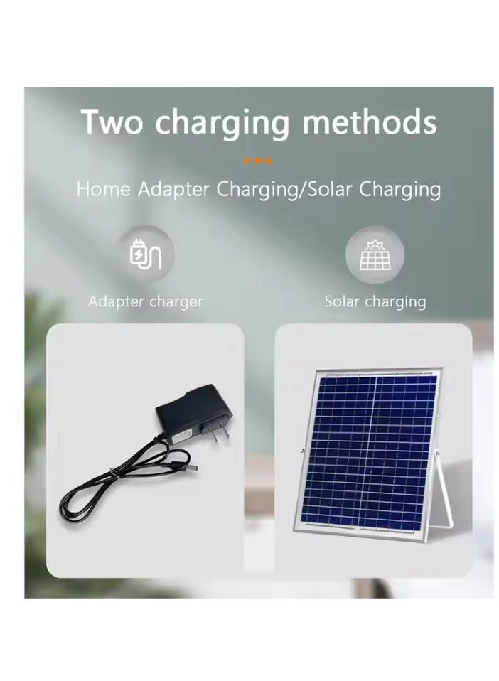 بلو فاير مروحة شمسية قابلة للشحن 16 بوصة مع إضاءة LED وشحن الهاتف – 5 ريش، بطارية 6000 مللي أمبير، 3 سرعات، تشغيل حتى 10 ساعات، لوحة شمسية 9 فولت، منفذ USB/DC، حماية من الشحن الزائد – مروحة كهربائية محمولة للمنزل، التخييم، والهواء الطلق  - Image 2
