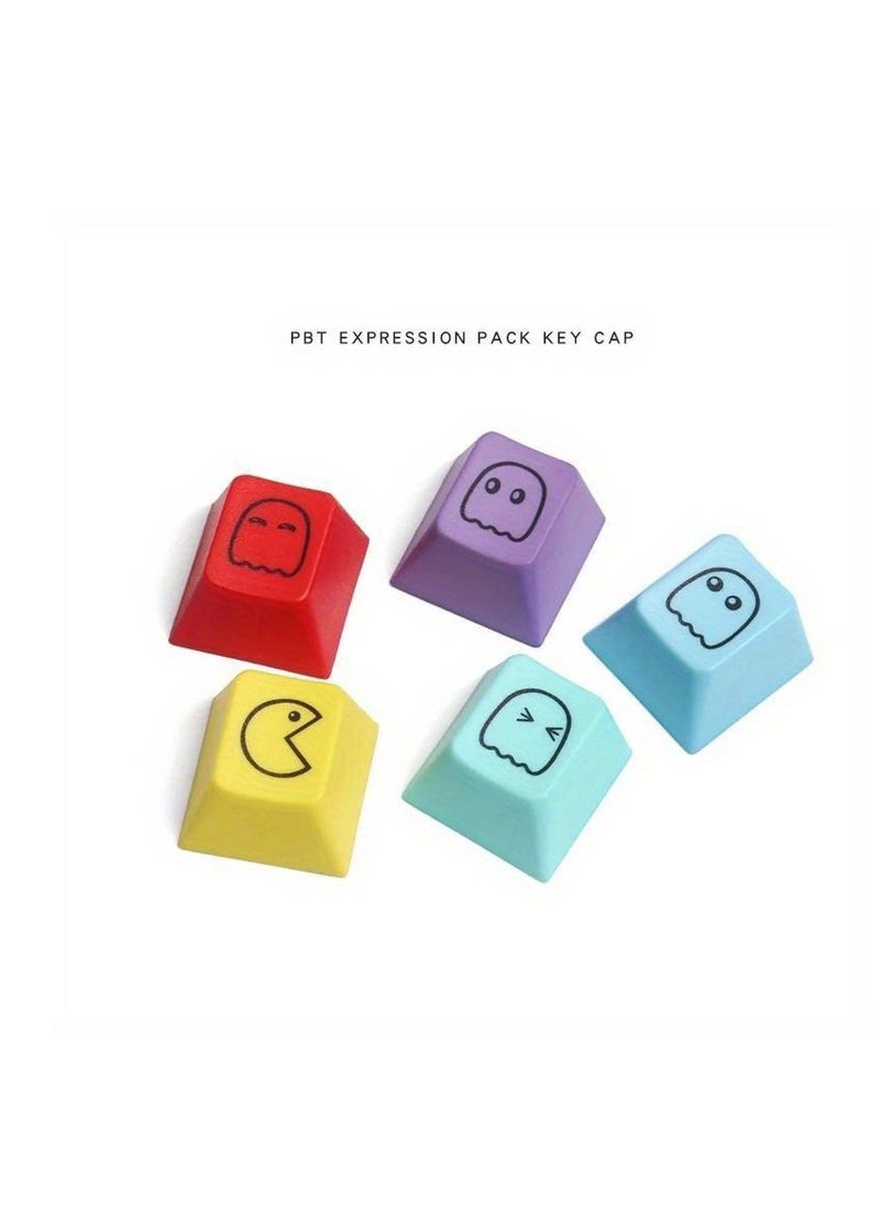 Generic - 5Pcs R4 Mechanical Keyboard Keycaps Pac-man Theme PBT Material Keycaps Cherry Mx Profile Dip Dye Sublimation Cherry R4 ESC F1-F4 Caps PC Peripherals Accessories - Image 1