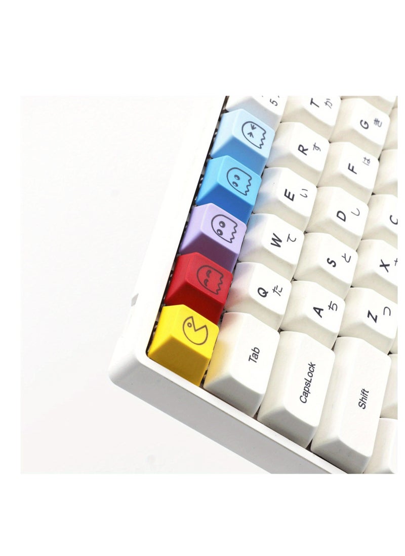 Generic - 5Pcs R4 Mechanical Keyboard Keycaps Pac-man Theme PBT Material Keycaps Cherry Mx Profile Dip Dye Sublimation Cherry R4 ESC F1-F4 Caps PC Peripherals Accessories - Image 1