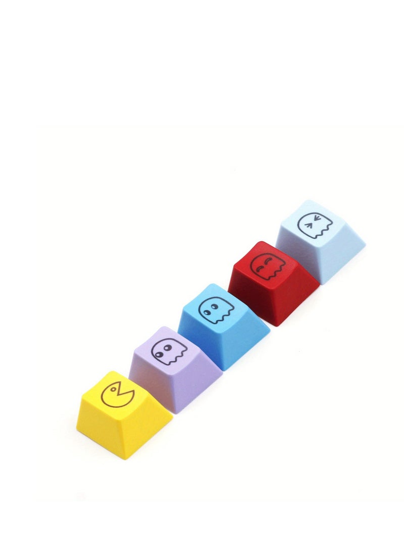 Generic - 5Pcs R4 Mechanical Keyboard Keycaps Pac-man Theme PBT Material Keycaps Cherry Mx Profile Dip Dye Sublimation Cherry R4 ESC F1-F4 Caps PC Peripherals Accessories - Image 1
