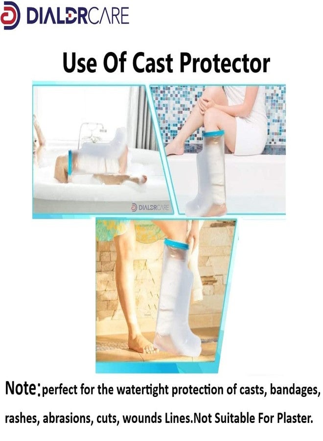 DIALDRCARE غطاء جبيرة الساق المقاوم للماء من مزيج النيوبرين من ديالدر كير، للاستخدام في الحمام والاستحمام، قابل لإعادة الاستخدام، محكم الإغلاق، واقي جبيرة الساق، مقاوم للكسر، مقاس واحد - Image 5
