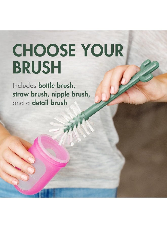 Boon Cacti Bottle Cleaning Brush Set, Terracotta , 4 Piece Set - Image 4