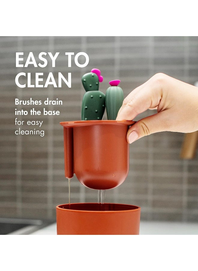 Boon Cacti Bottle Cleaning Brush Set, Terracotta , 4 Piece Set - Image 3