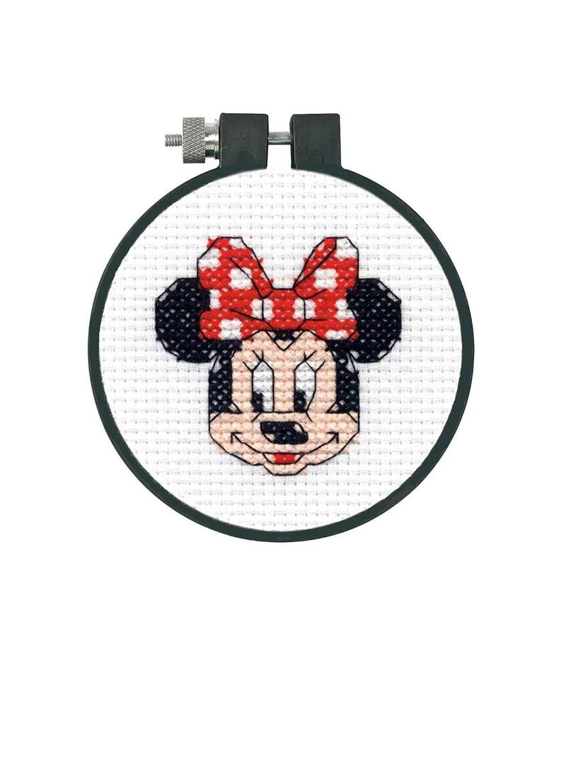 Cross Counted Cross Stitch Kit 3in Round Minnie Mouse - Image 3