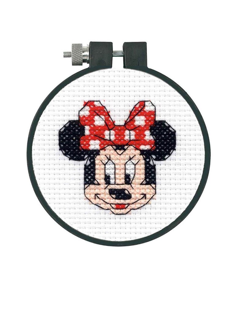 Cross Counted Cross Stitch Kit 3in Round Minnie Mouse - Image 2