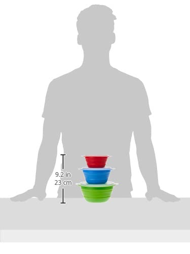 Progressive International CB-20 Storage Bowls with Lids, Set of 3, teal, green and red - Image 3