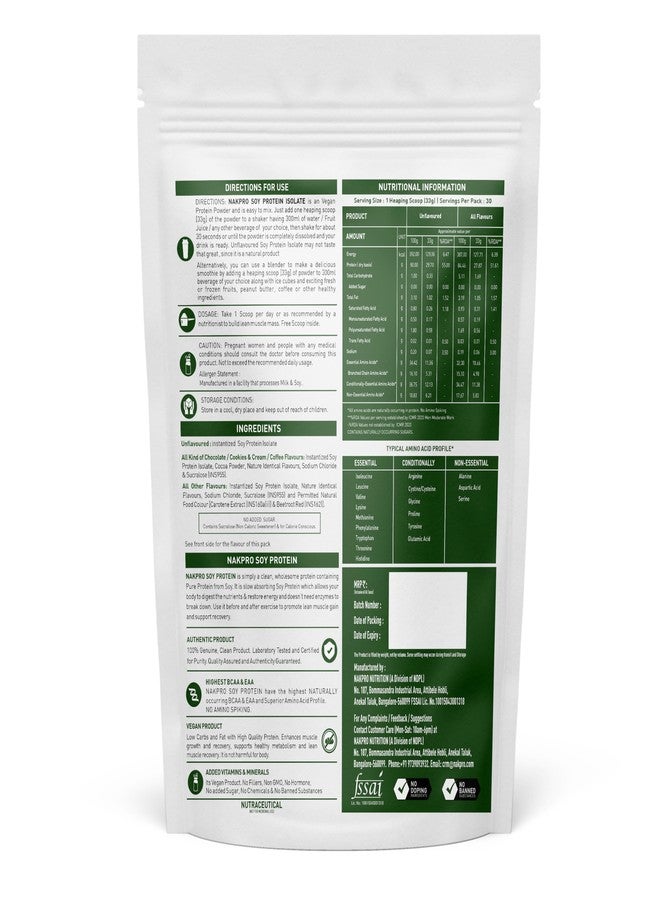 NAKPRO NUTRITION Soy Protein Isolate | 1kg Chocolate | 25.3g Protein | Plant Based Protein Powder | All Essential Amino Acids for Support and Recovery - Image 2