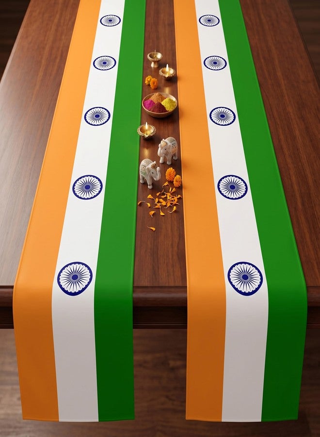 PIBIPAID PIBIMoicy India Indianan Table Runner Decorations 2PCS for Indians Independence Day Flag Party Favors Supplies Table Cover - Image 1