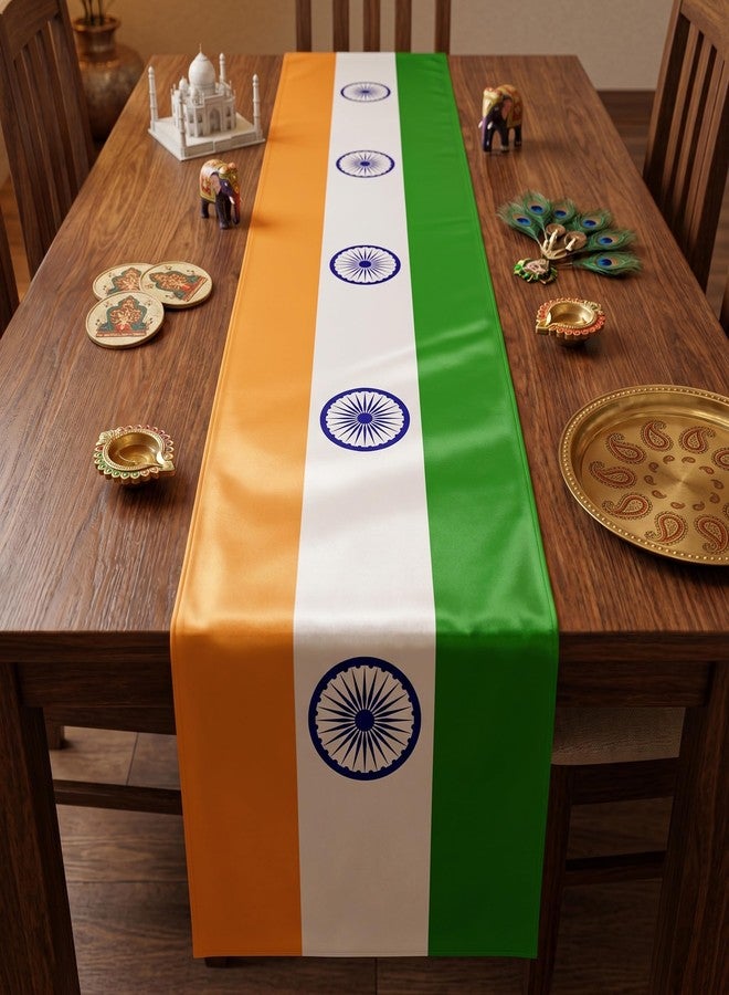 PIBIPAID PIBIMoicy India Indianan Table Runner Decorations 2PCS for Indians Independence Day Flag Party Favors Supplies Table Cover - Image 5