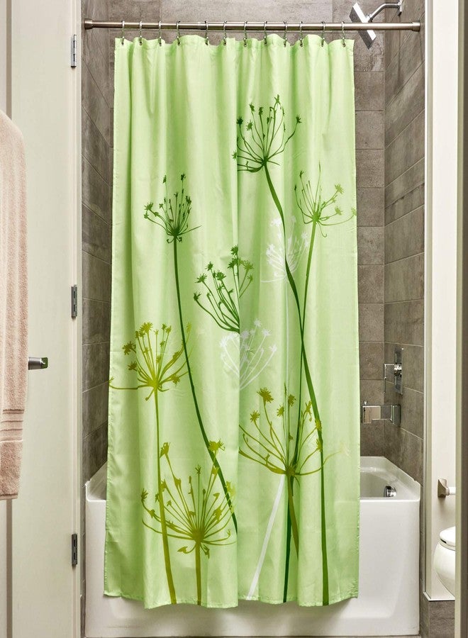 InterDesign iDesign Thistle Floral Fabric Bathroom Shower Curtain - 72" x 72", Green - Image 1